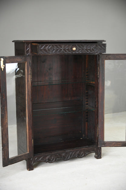 French Carved Oak Glazed Bookcase