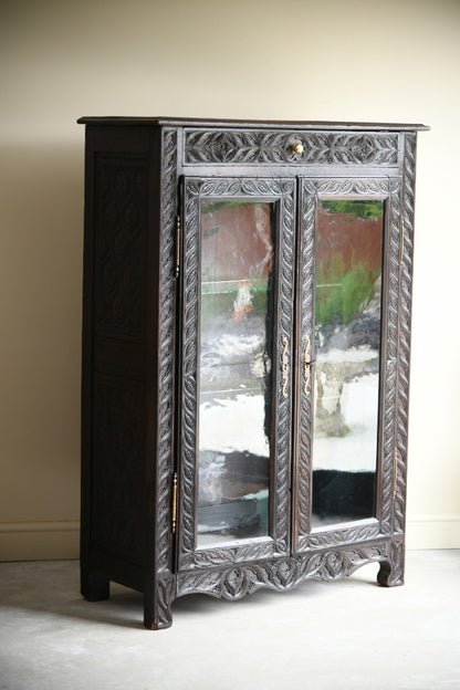 French Carved Oak Glazed Bookcase