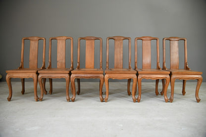 6 Chinese Teak Dining Chairs