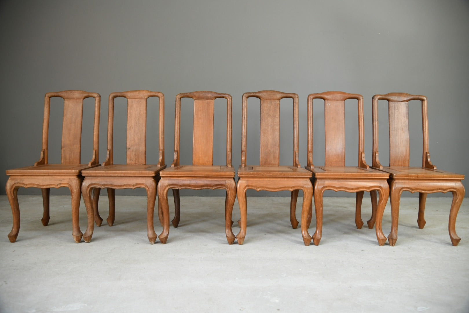 6 Chinese Teak Dining Chairs