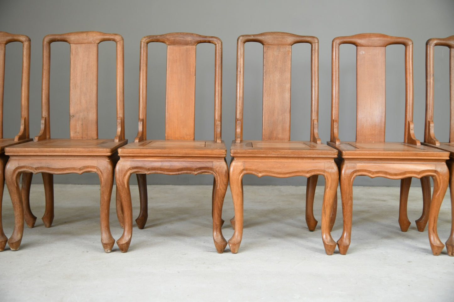 6 Chinese Teak Dining Chairs