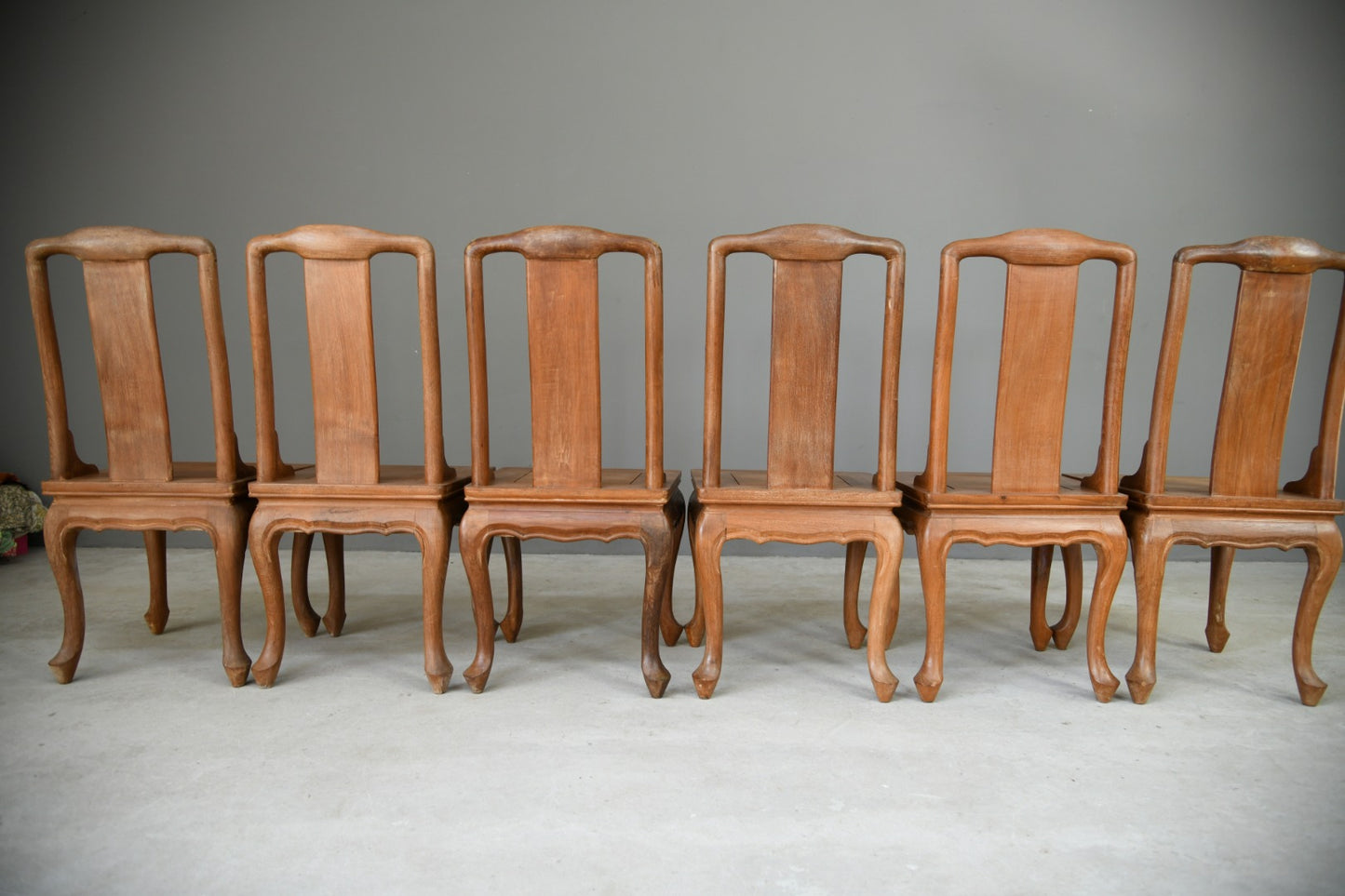 6 Chinese Teak Dining Chairs