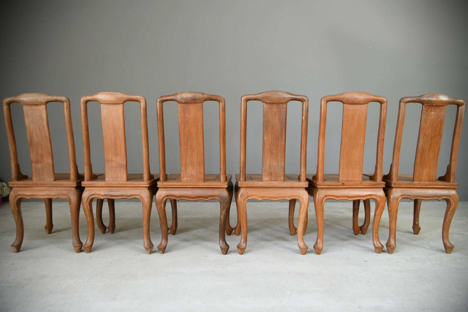 6 Chinese Teak Dining Chairs