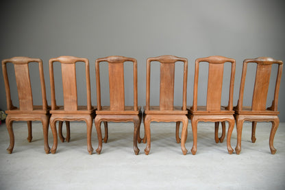 6 Chinese Teak Dining Chairs