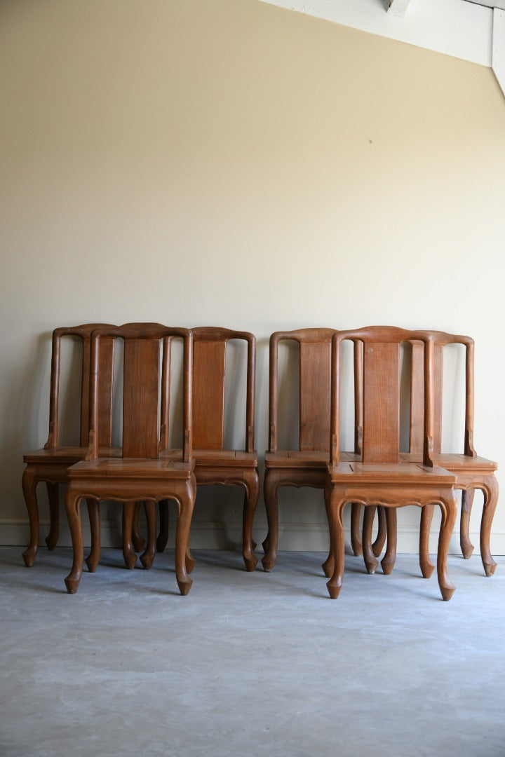 6 Chinese Teak Dining Chairs
