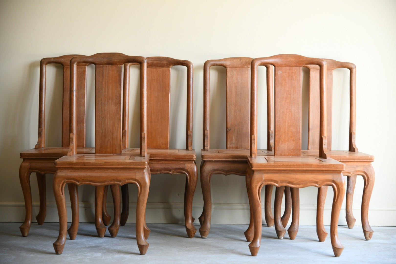 6 Chinese Teak Dining Chairs