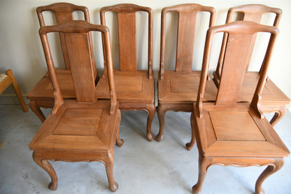 6 Chinese Teak Dining Chairs