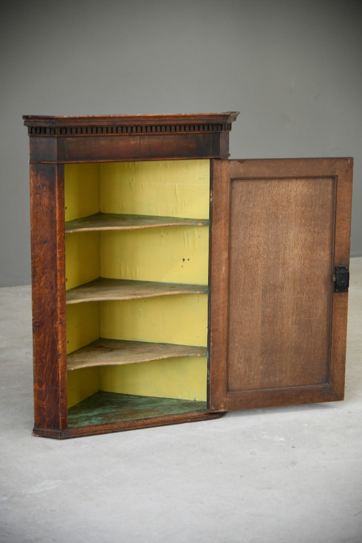 Antique Oak Hanging Corner Cupboard