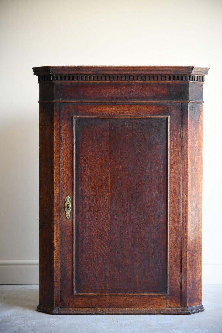 Antique Oak Hanging Corner Cupboard