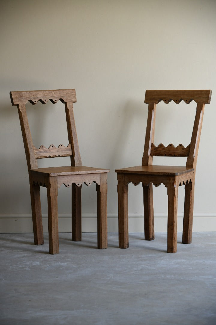 Pair Pitch Pine Hall Chairs