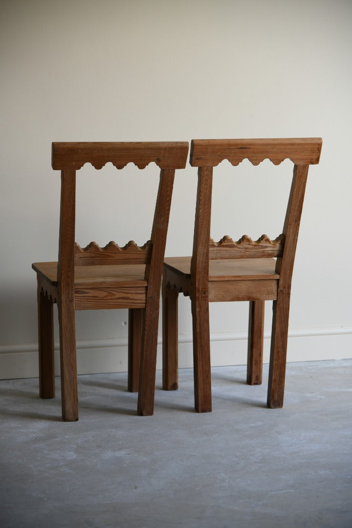 Pair Pitch Pine Hall Chairs