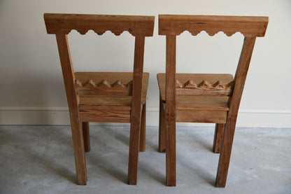 Pair Pitch Pine Hall Chairs