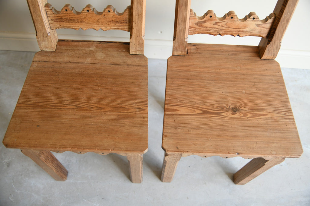 Pair Pitch Pine Hall Chairs