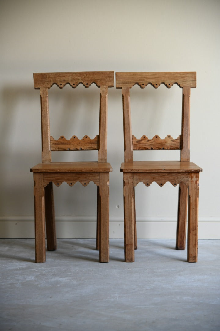 Pair Pitch Pine Hall Chairs