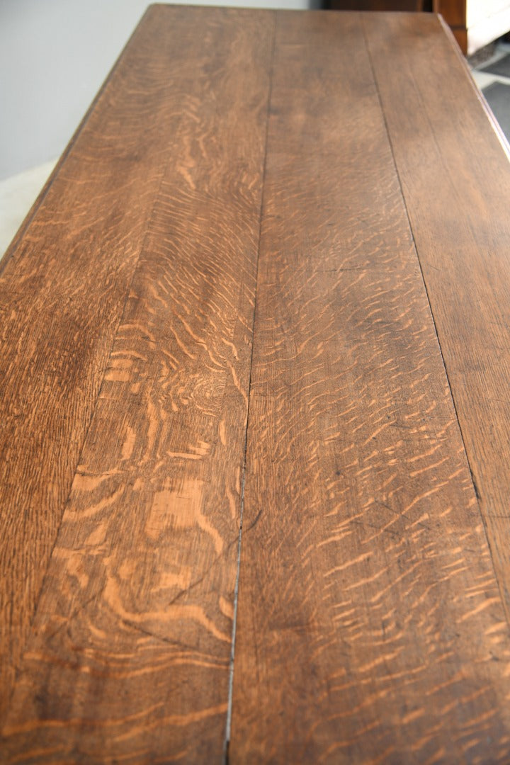 Antique Dark Oak Planked Kitchen Table