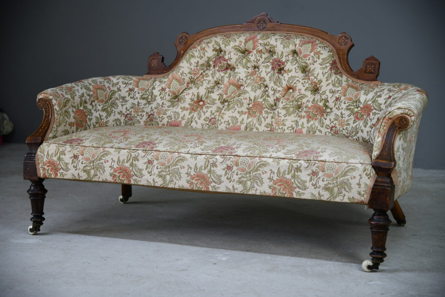 Victorian Walnut Upholstered Sofa