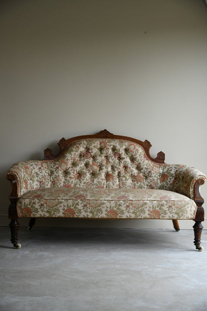 Victorian Walnut Upholstered Sofa