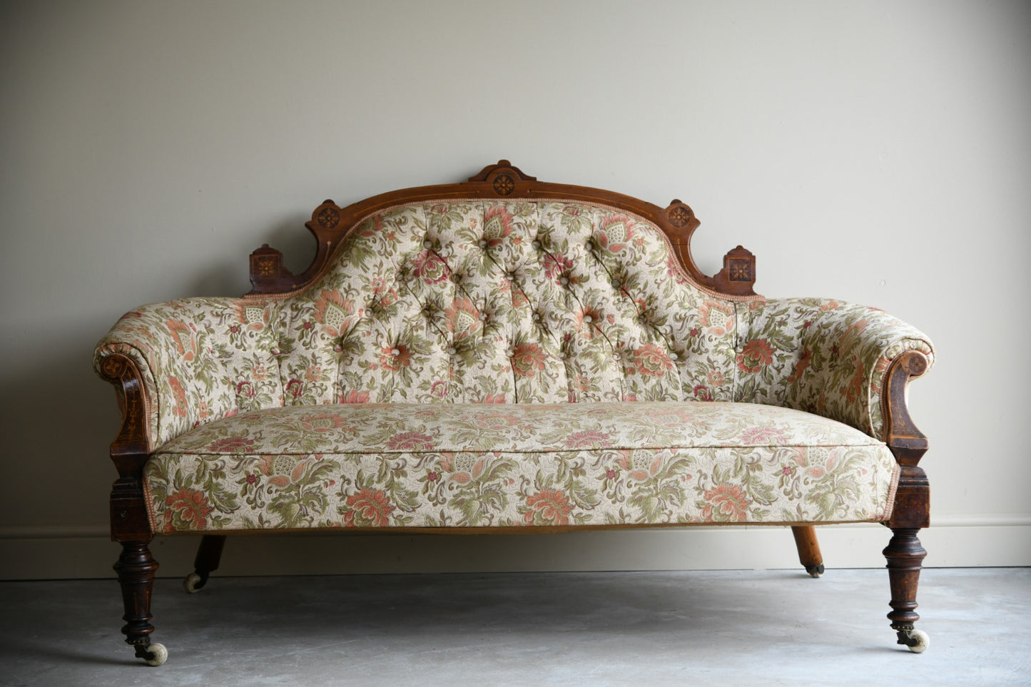 Victorian Walnut Upholstered Sofa