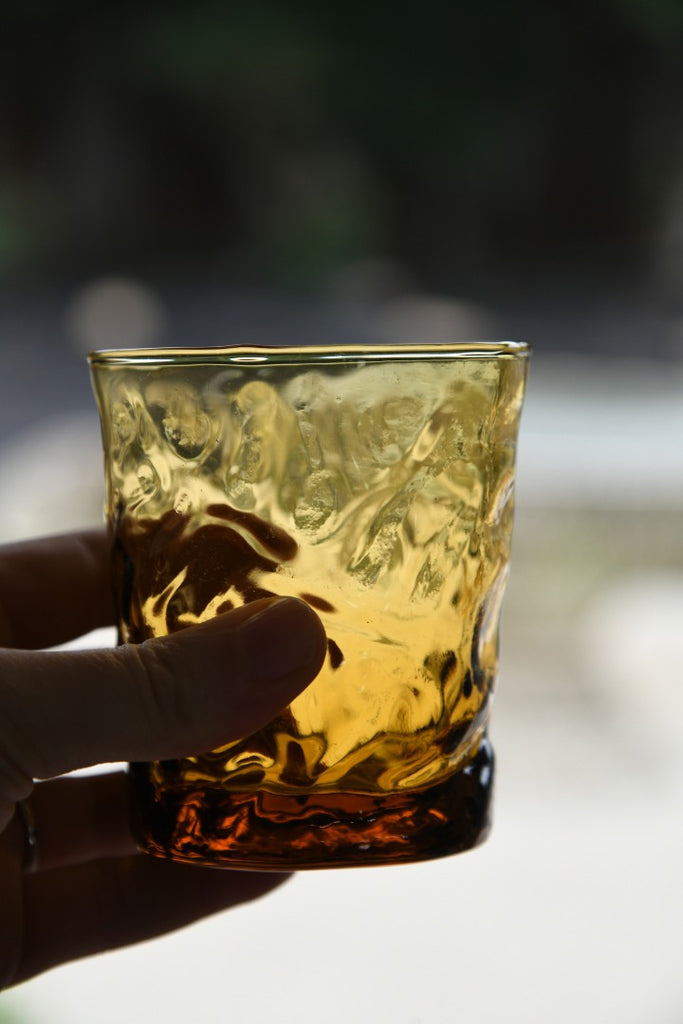 6 Vintage Amber Water Glasses