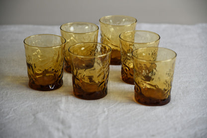 6 Vintage Amber Water Glasses