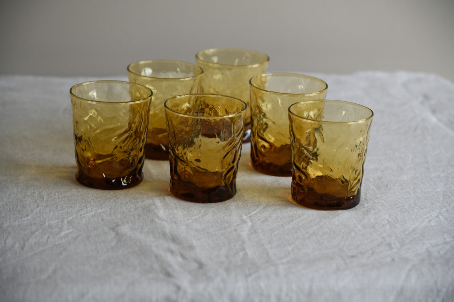 6 Vintage Amber Water Glasses