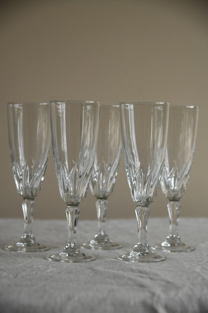 5 x Glass Champagne Flutes