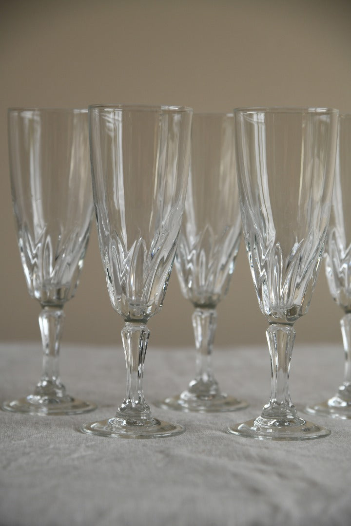 5 x Glass Champagne Flutes