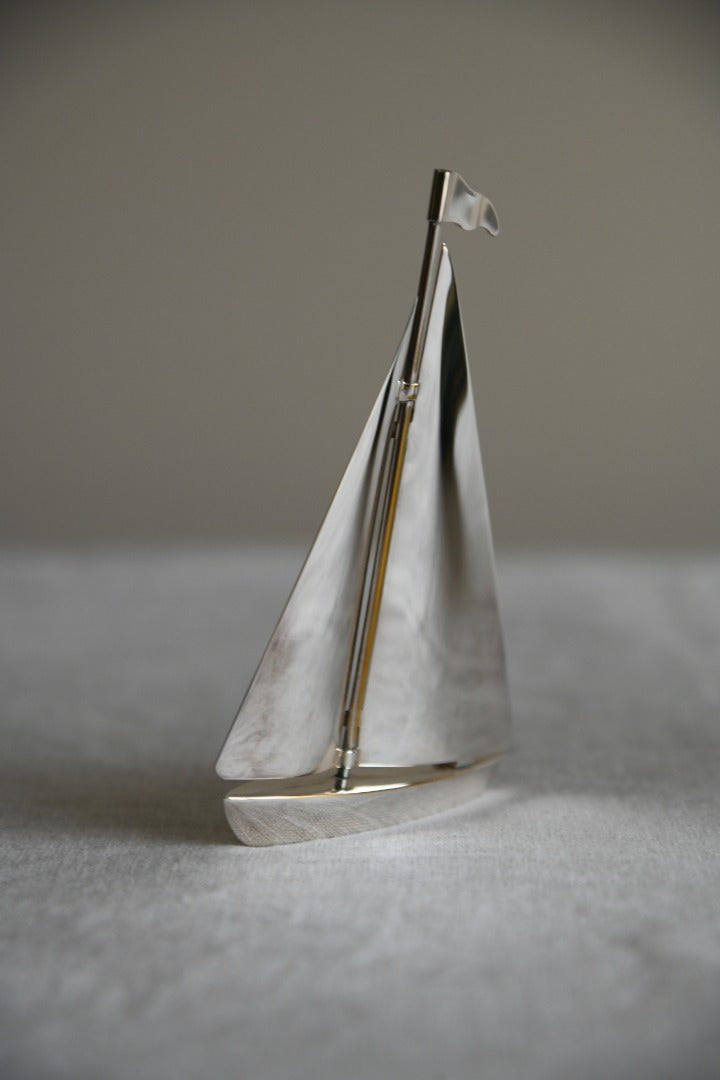 Silver Plated Pond Yacht Paperweight