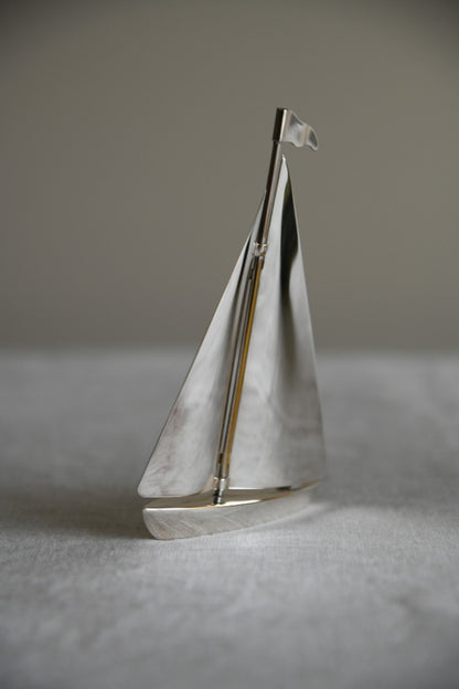 Silver Plated Pond Yacht Paperweight