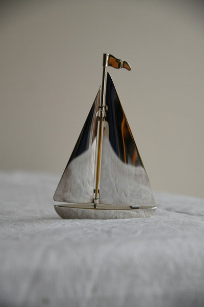 Silver Plated Pond Yacht Paperweight