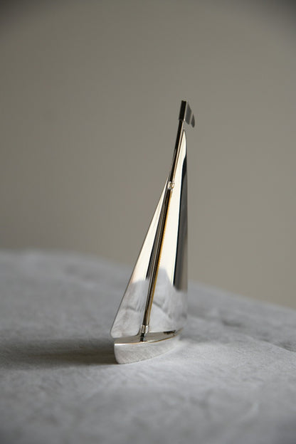 Silver Plated Pond Yacht Paperweight