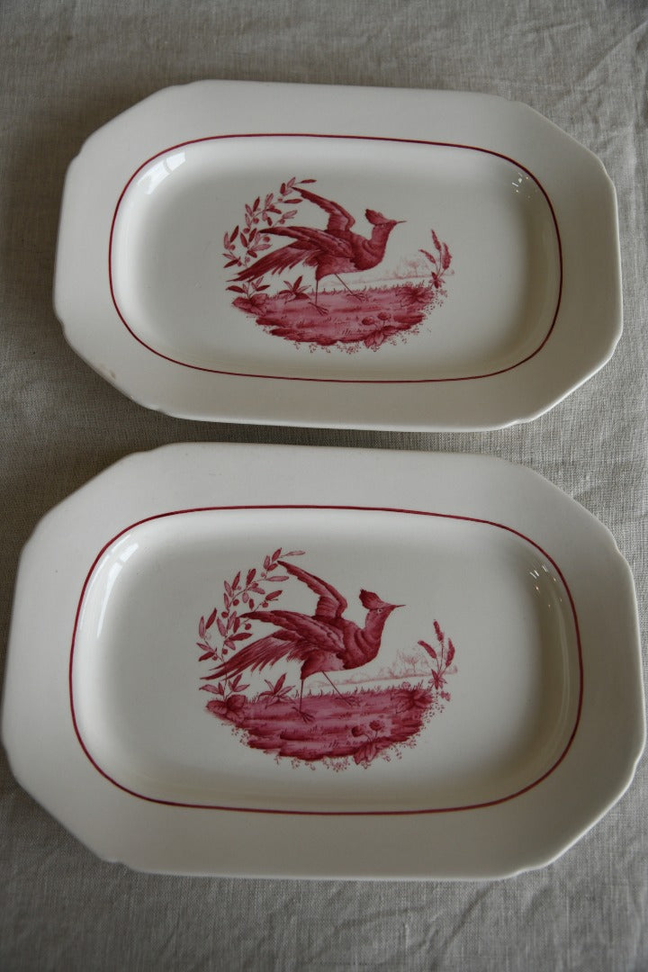 Pair Copeland Spode Red Pheasant Small Platters