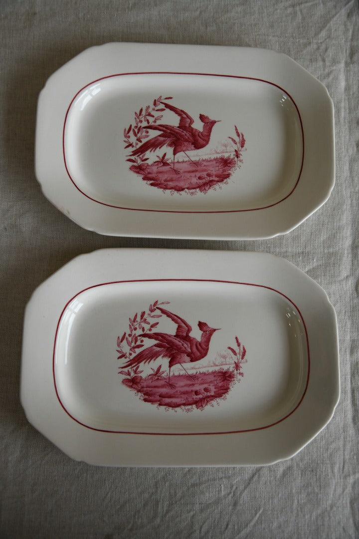 Pair Copeland Spode Red Pheasant Small Platters