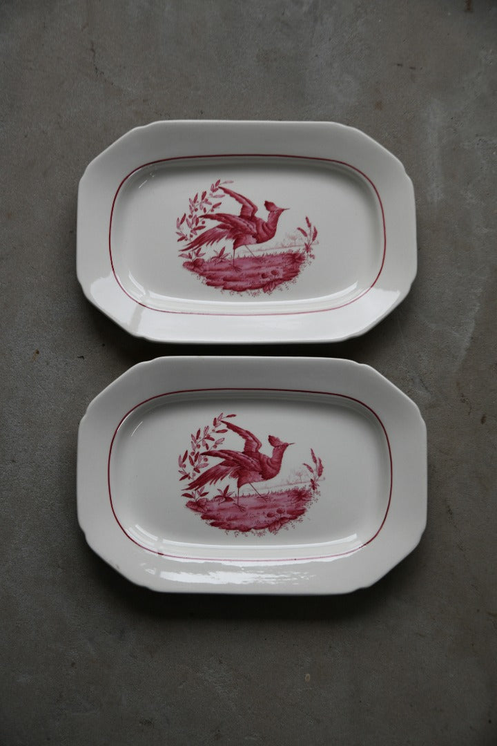 Pair Copeland Spode Red Pheasant Small Platters