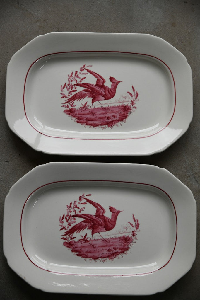 Pair Copeland Spode Red Pheasant Small Platters