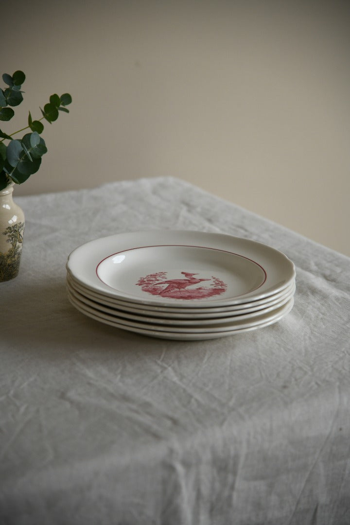 6 Copeland Spode Red Pheasant Breakfast Plates