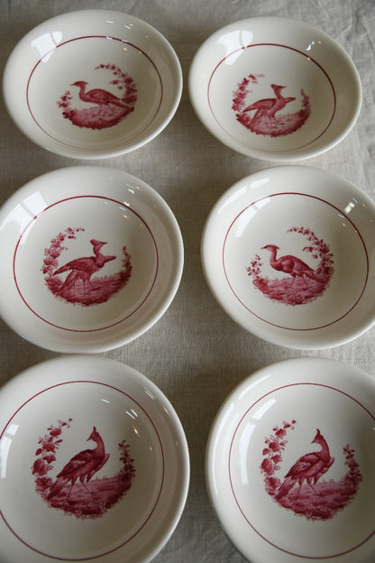 6 x Copeland Spode Red Pheasant Soup Bowls