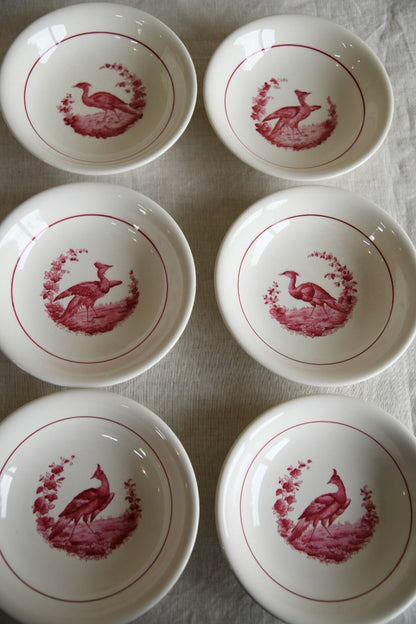 6 x Copeland Spode Red Pheasant Soup Bowls