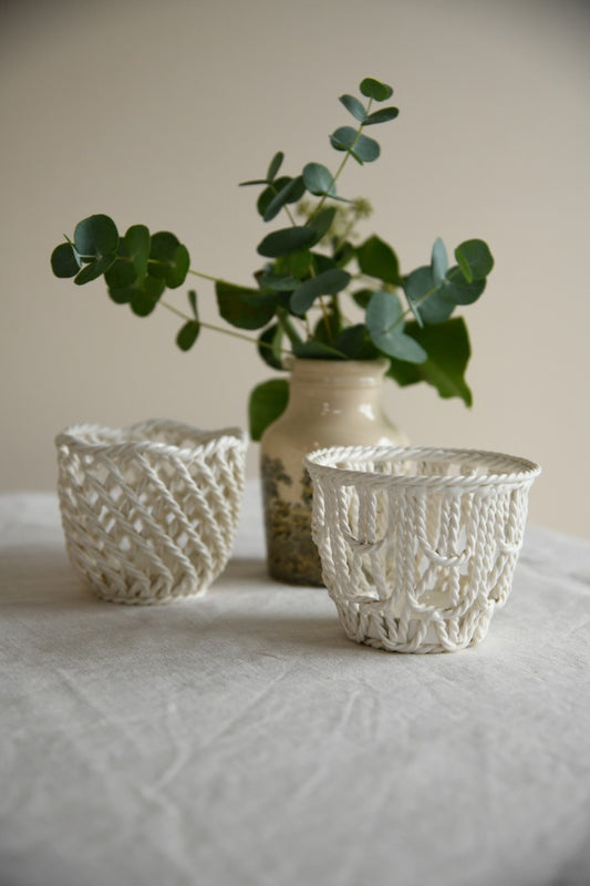 Antique Creamware Woven Baskets