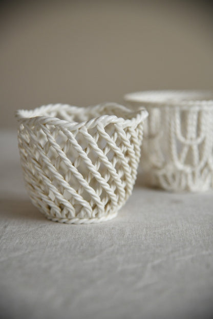 Antique Creamware Woven Baskets