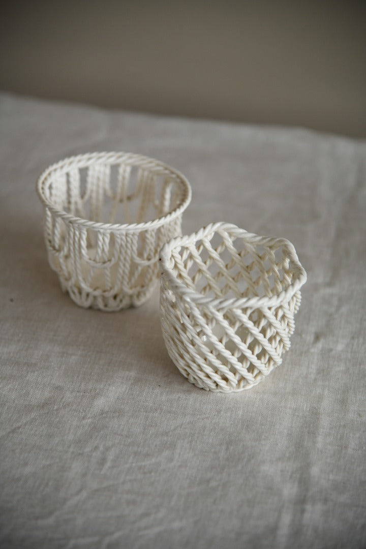 Antique Creamware Woven Baskets