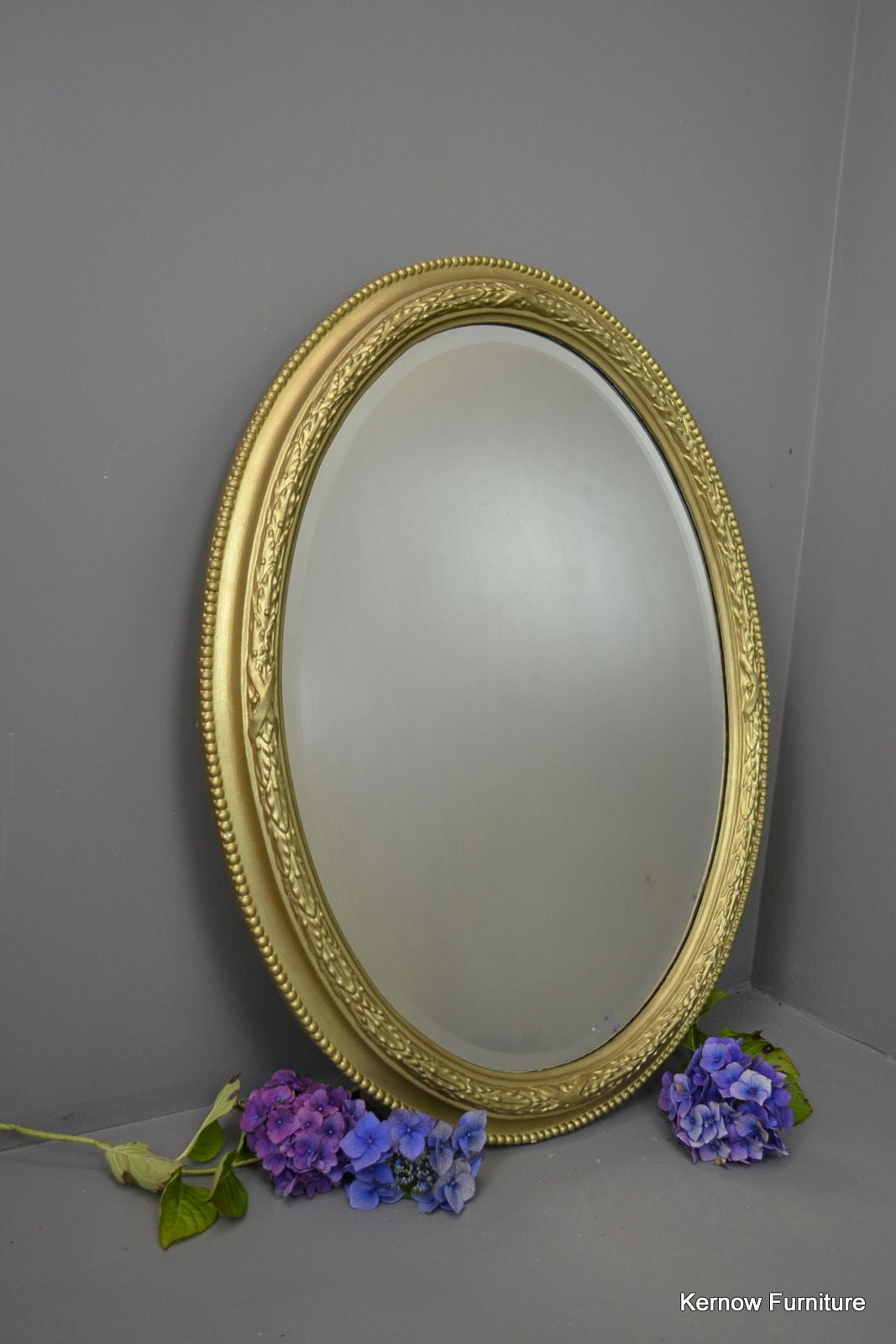 Large Oval Gold Wall Mirror - Kernow Furniture