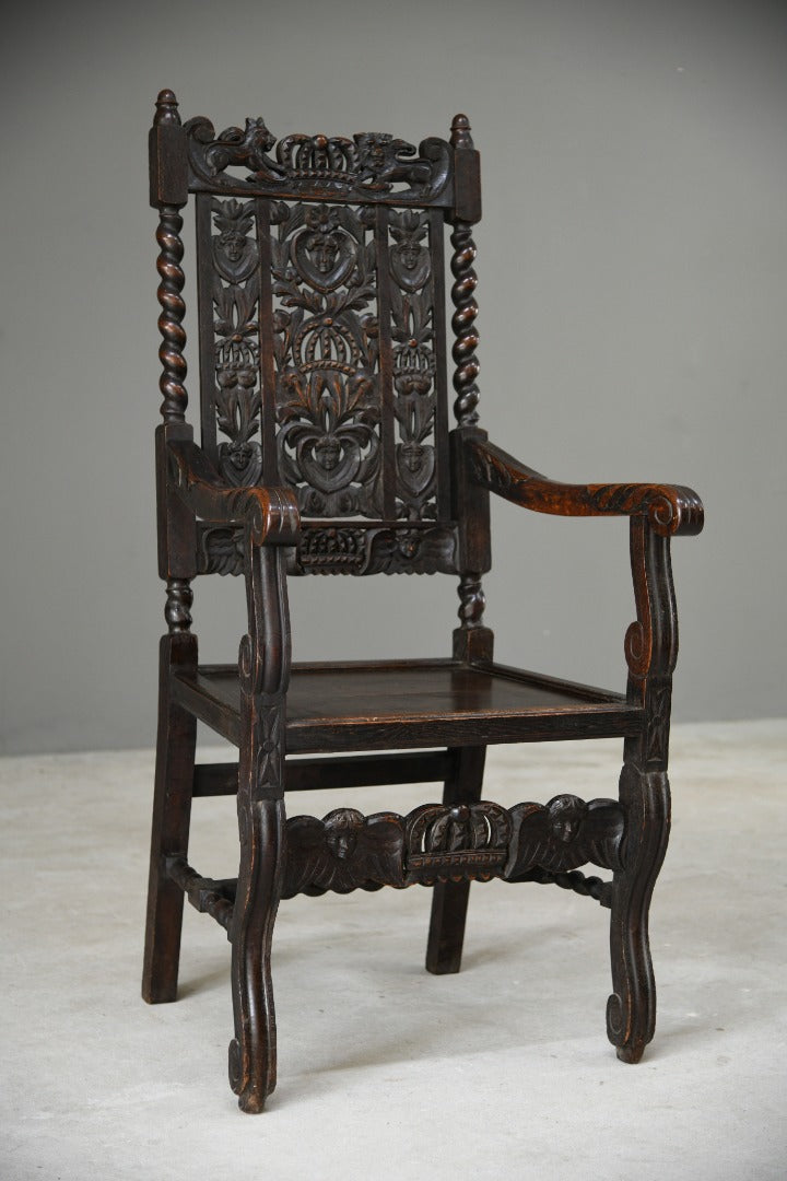 Carolean Style Oak Chair