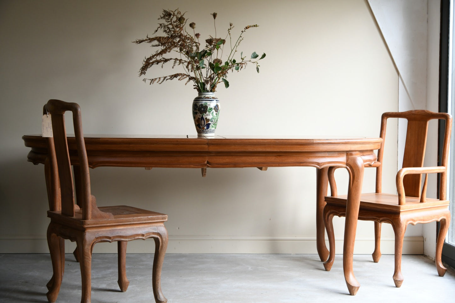 Large Chinese Teak Extending Dining Table