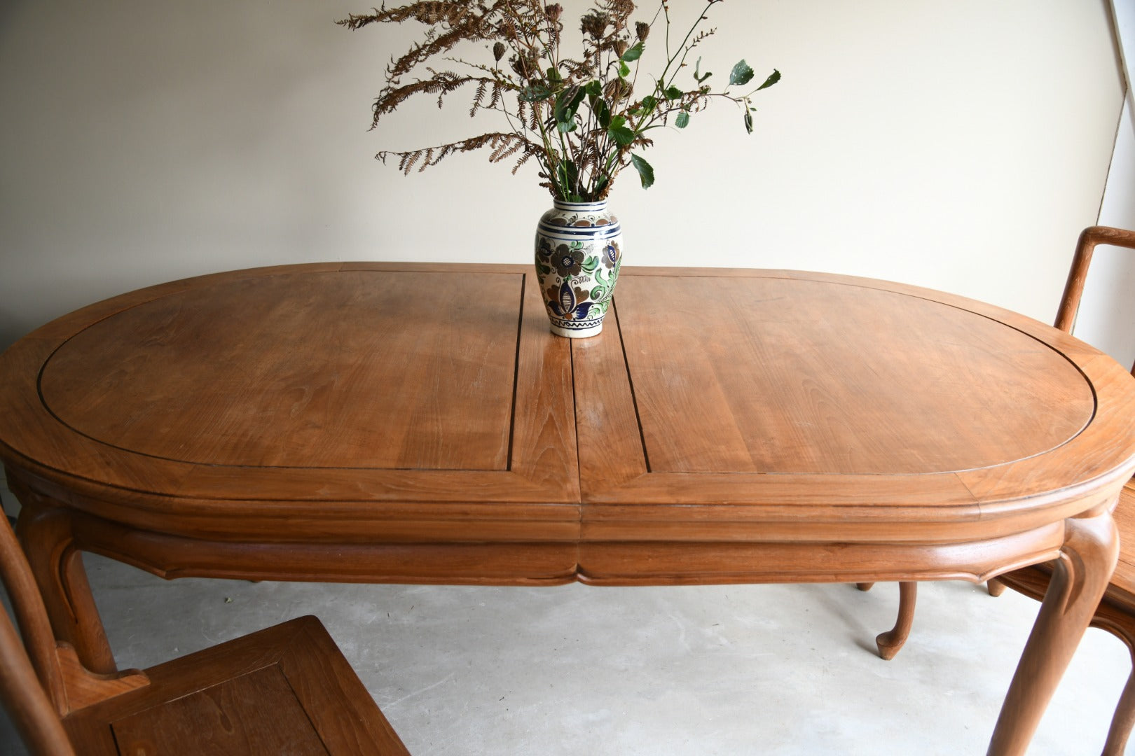 Large Chinese Teak Extending Dining Table