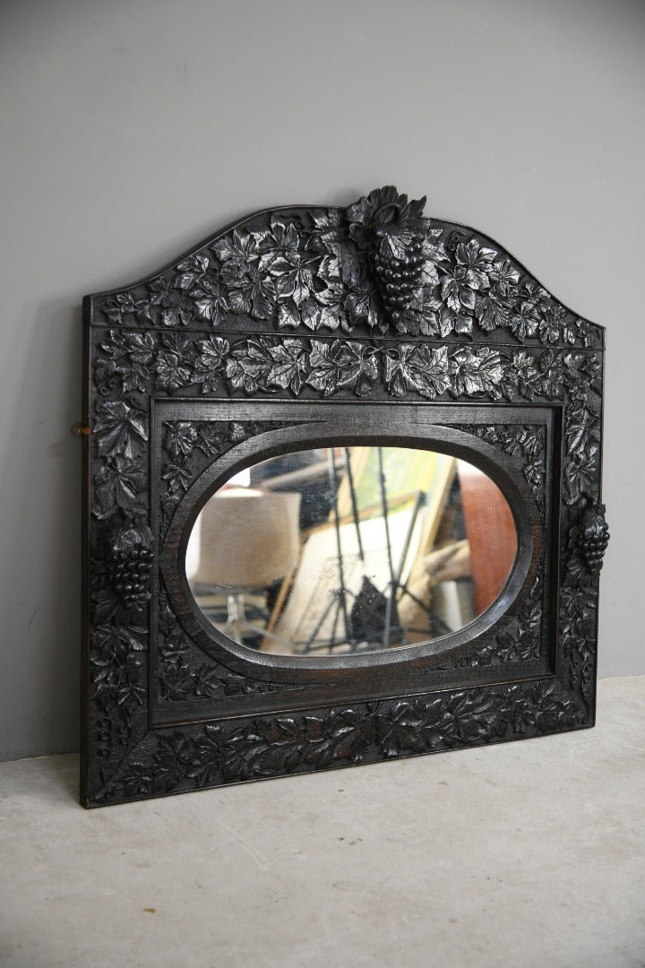 Victorian Ebonised Carved Overmantle