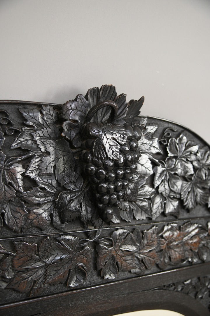 Victorian Ebonised Carved Overmantle