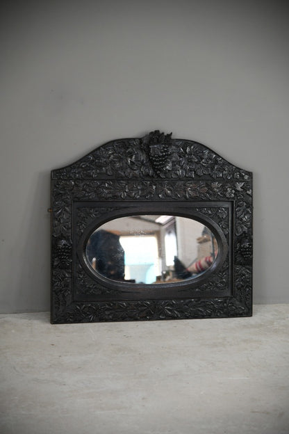 Victorian Ebonised Carved Overmantle