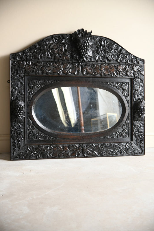 Victorian Ebonised Carved Overmantle