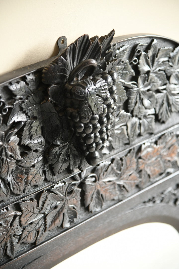 Victorian Ebonised Carved Overmantle